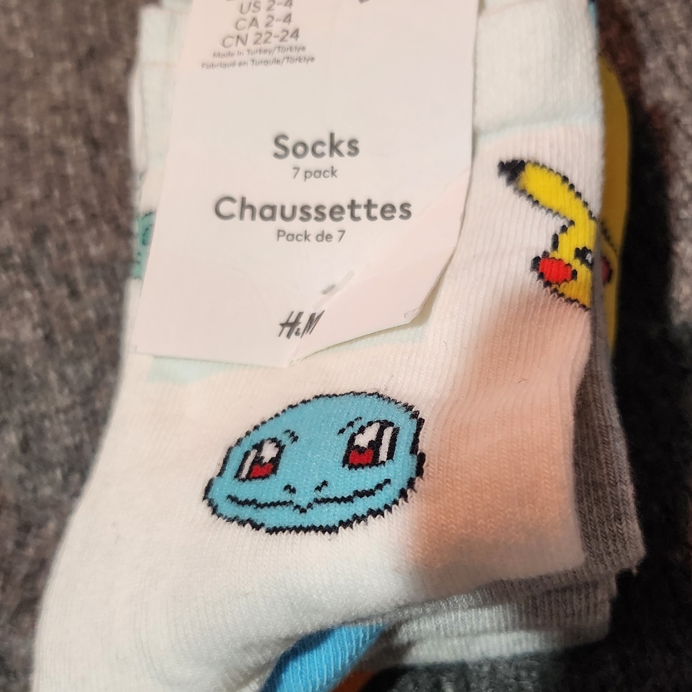 192. NWT H&M White & Gray Pokémon Character Socks - 4 Pack